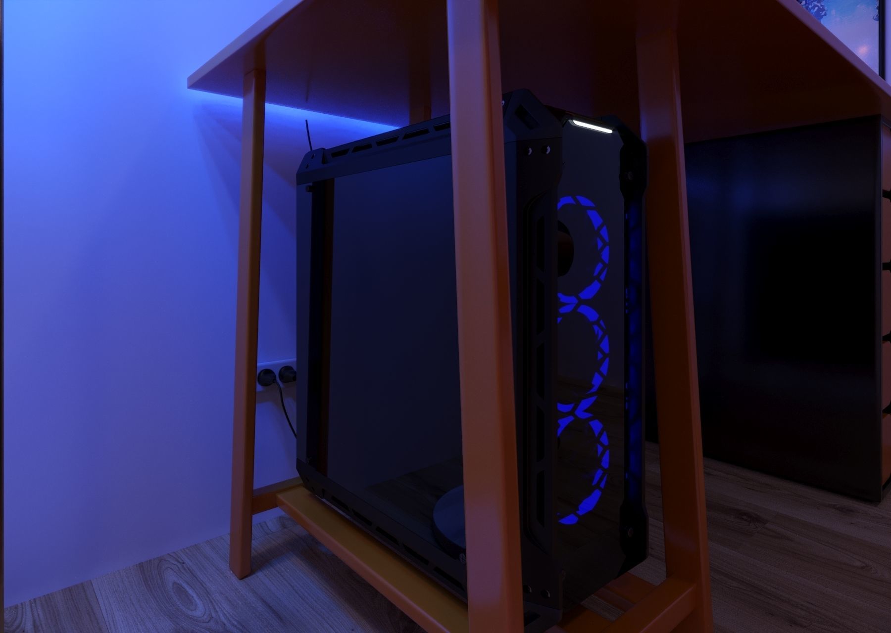 pc gaming keys and monitor also gaming chair 3D model_3