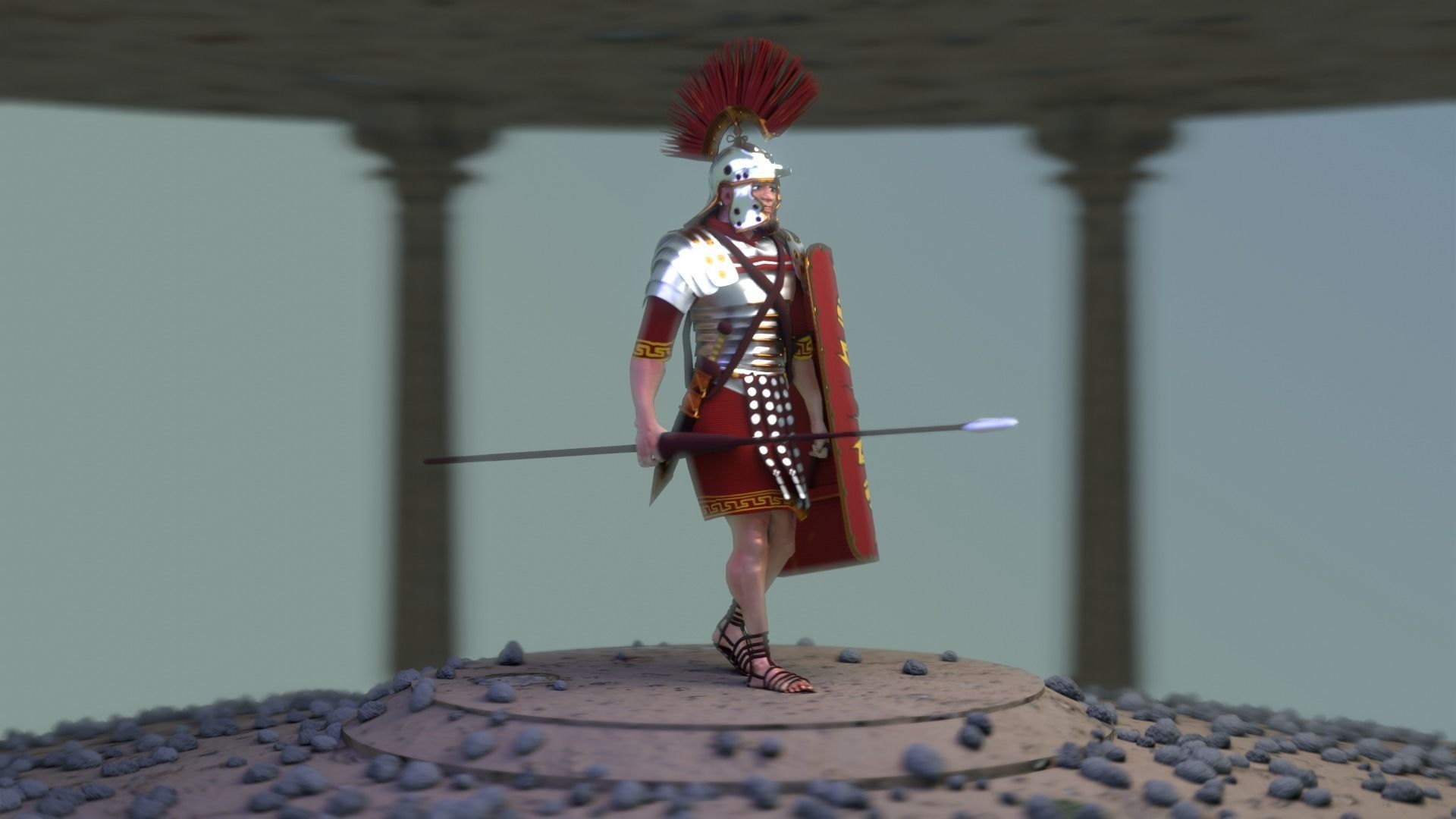 Roman Warrior Option 3D LowPolygon Modell Low-poly 3D model_3