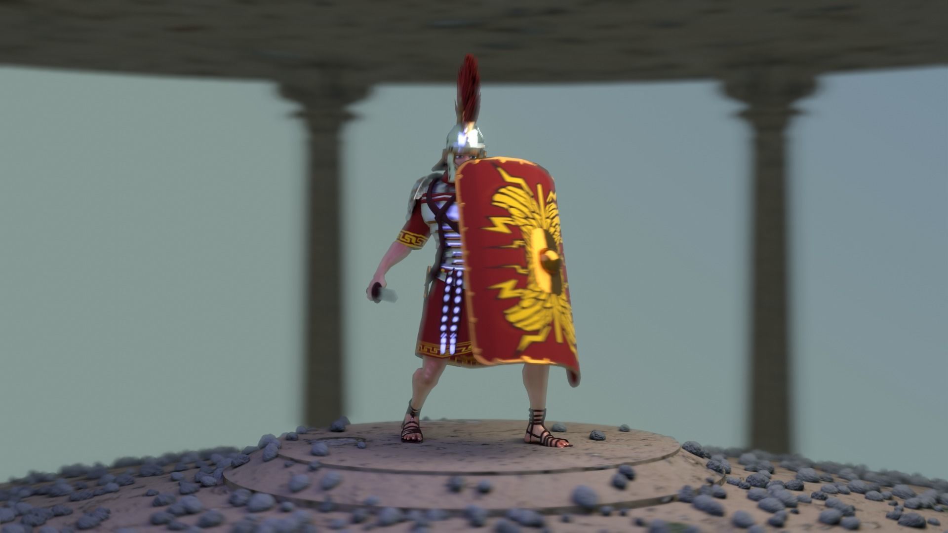 Roman Warrior Option 3D LowPolygon Modell Low-poly 3D model_5