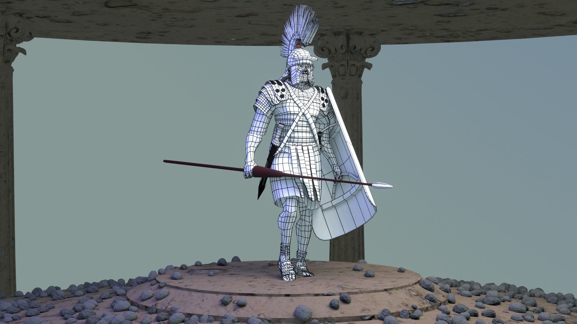 Roman Warrior Option 3D LowPolygon Modell Low-poly 3D model_10