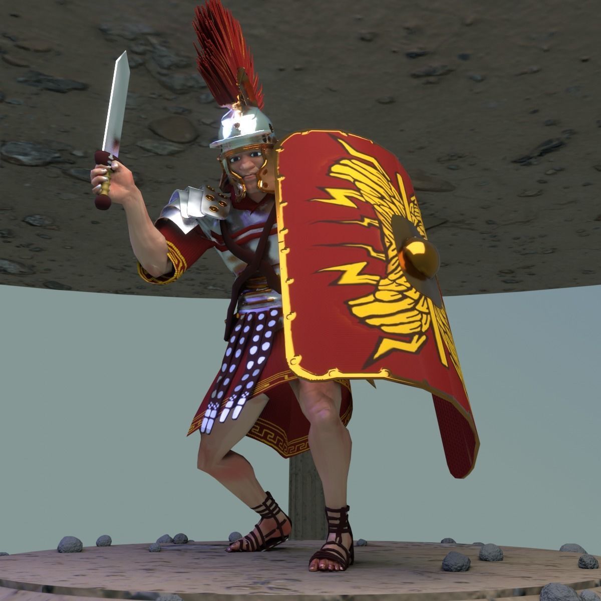Roman Warrior Option 3D LowPolygon Modell Low-poly 3D model_2