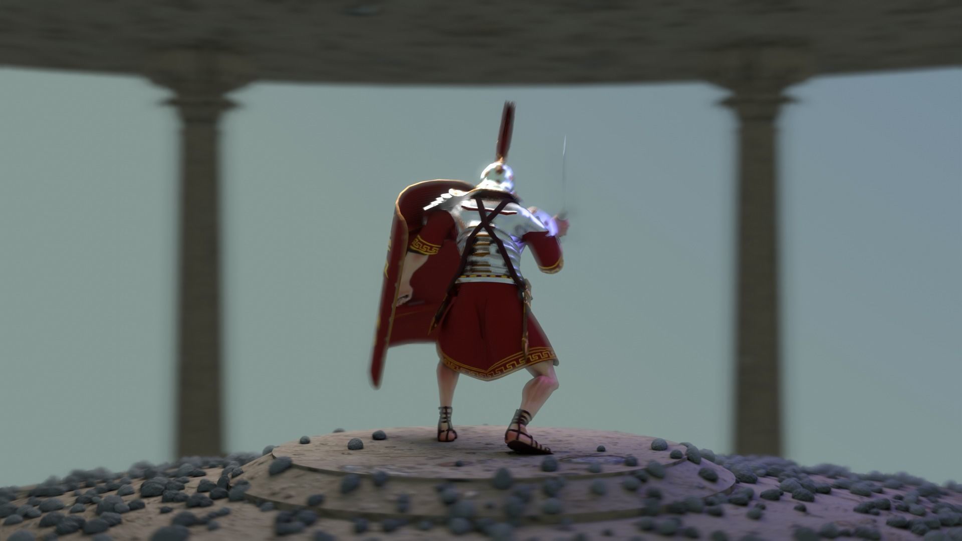 Roman Warrior Option 3D LowPolygon Modell Low-poly 3D model_6