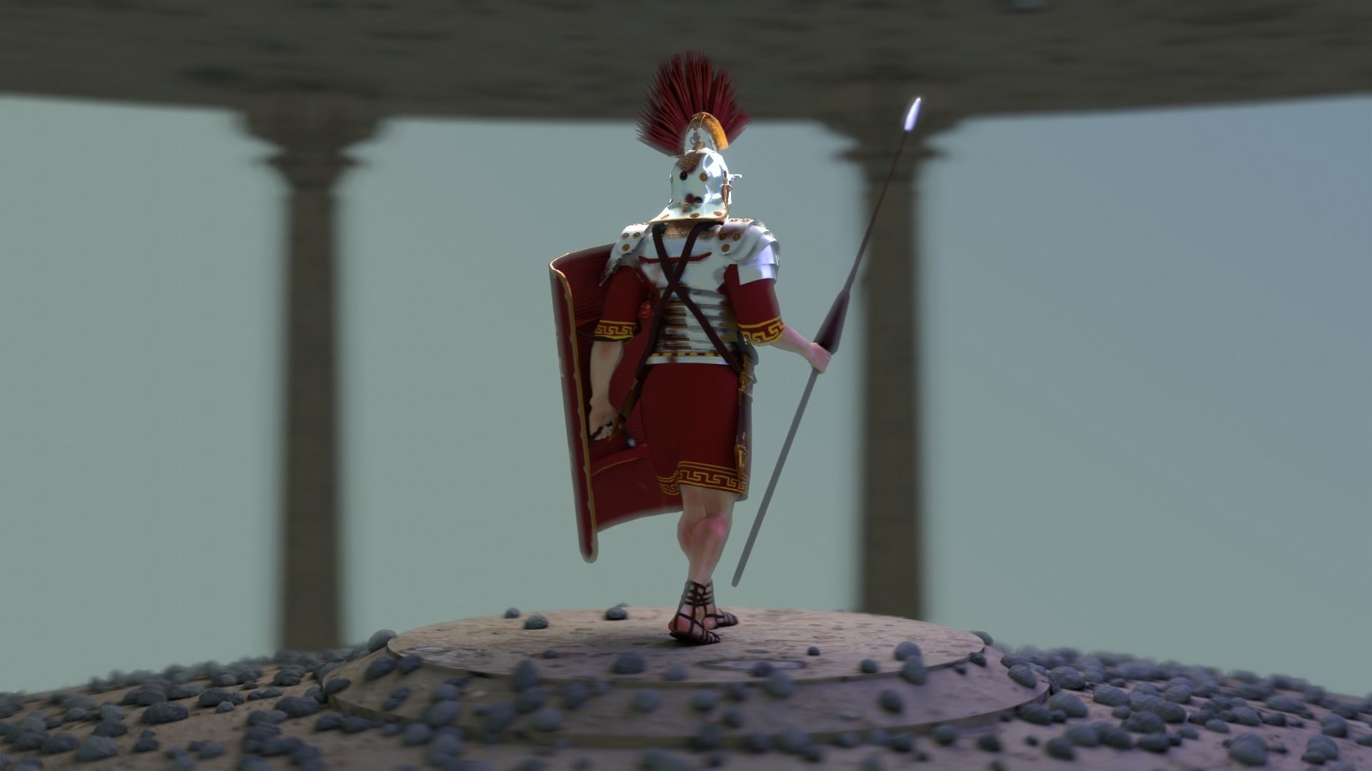 Roman Warrior Option 3D LowPolygon Modell Low-poly 3D model_4