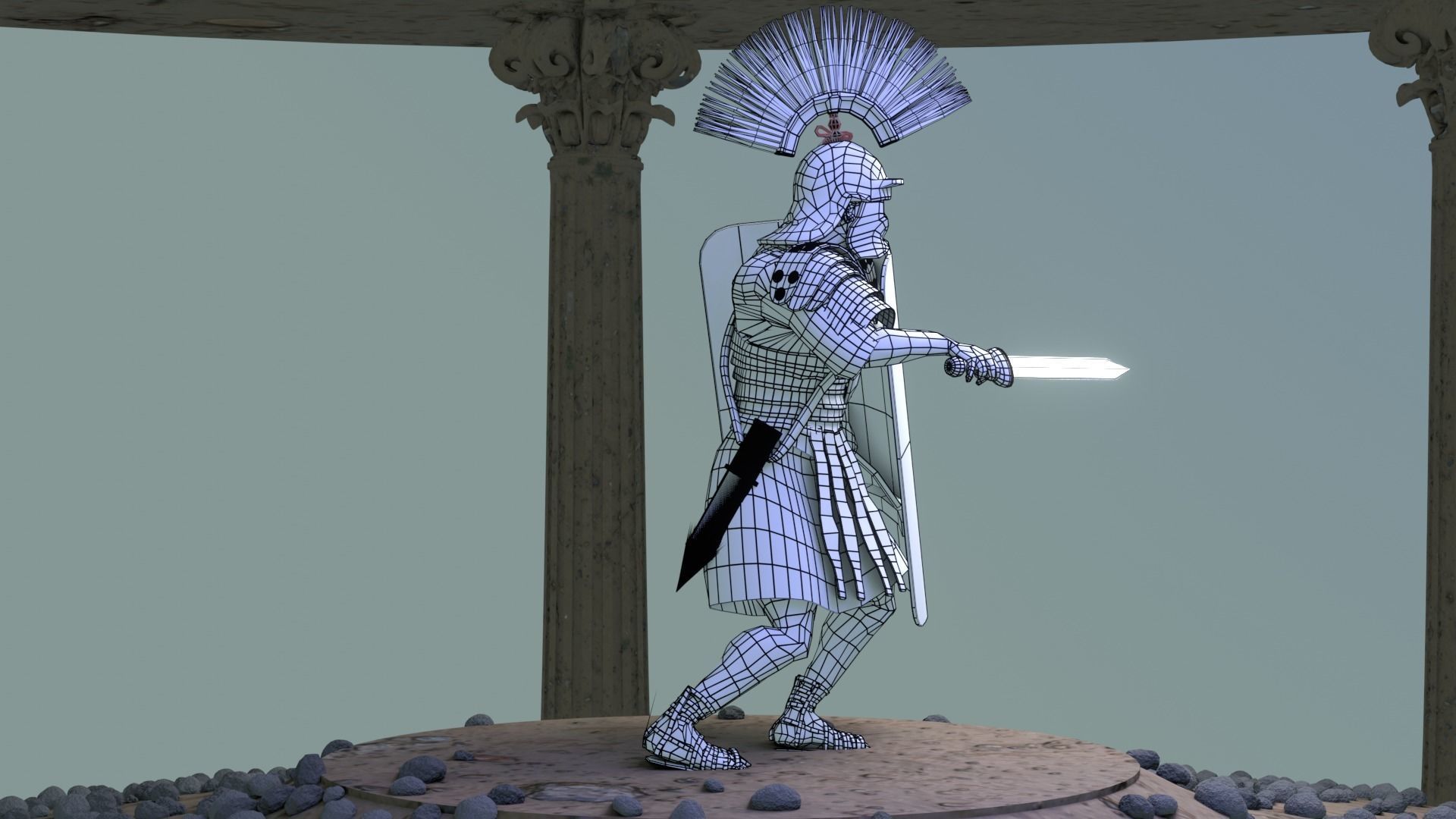 Roman Warrior Option 3D LowPolygon Modell Low-poly 3D model_9