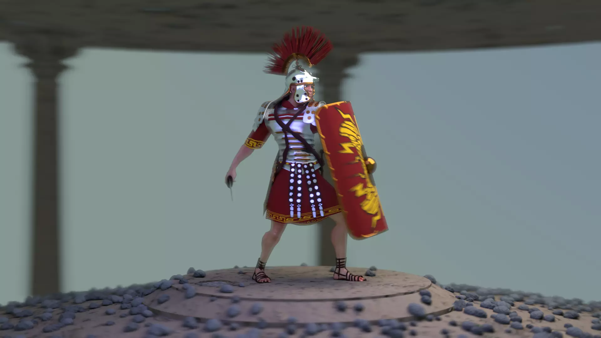 Roman Warrior Option 3D LowPolygon Modell Low-poly 3D model_0