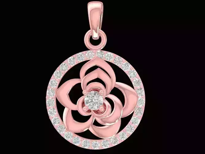 round diamond  ladies rose pendant 2619
