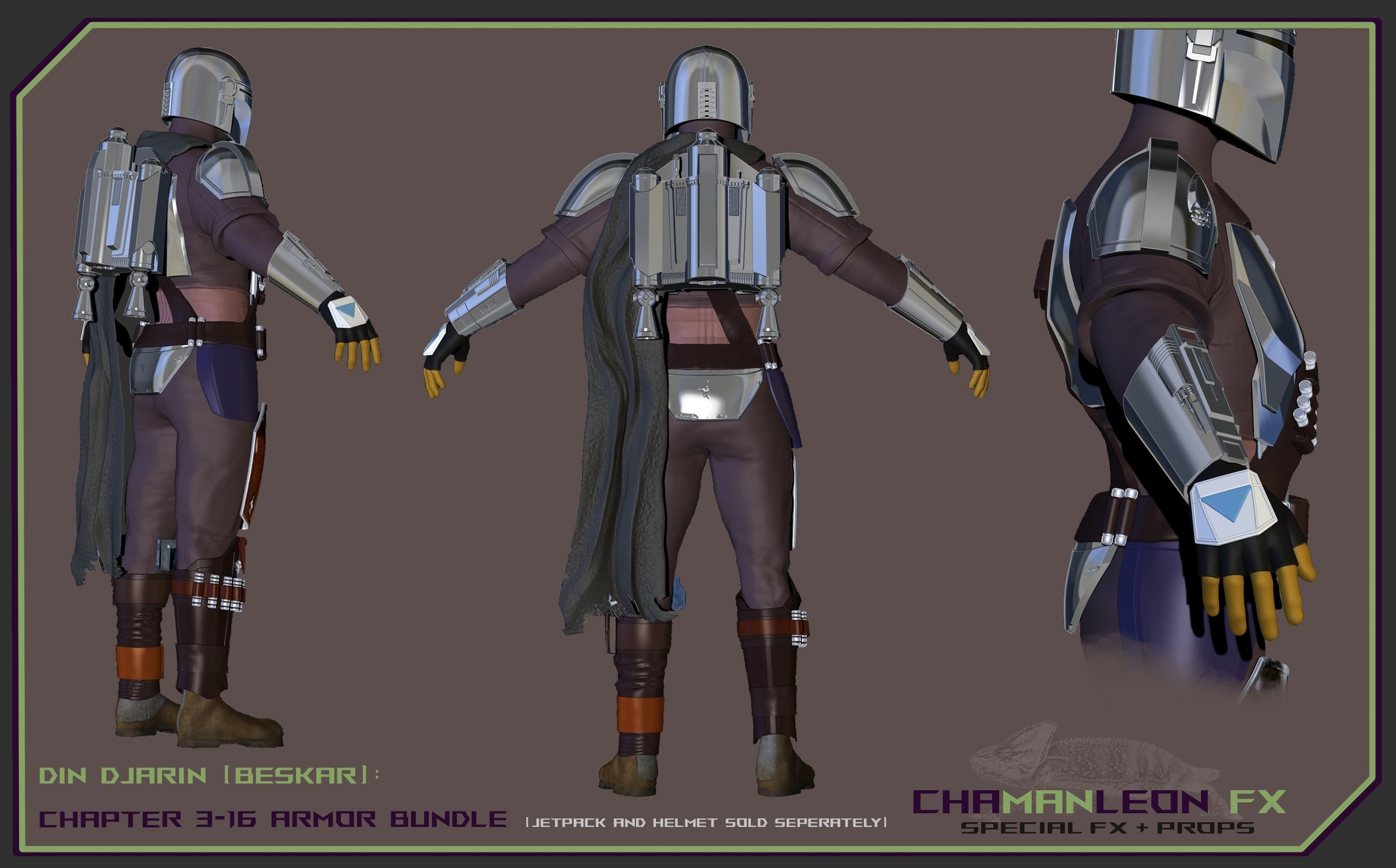 Din Djarin Mandalorian Beskar Armor Bundle Cosplay 3D print model_1