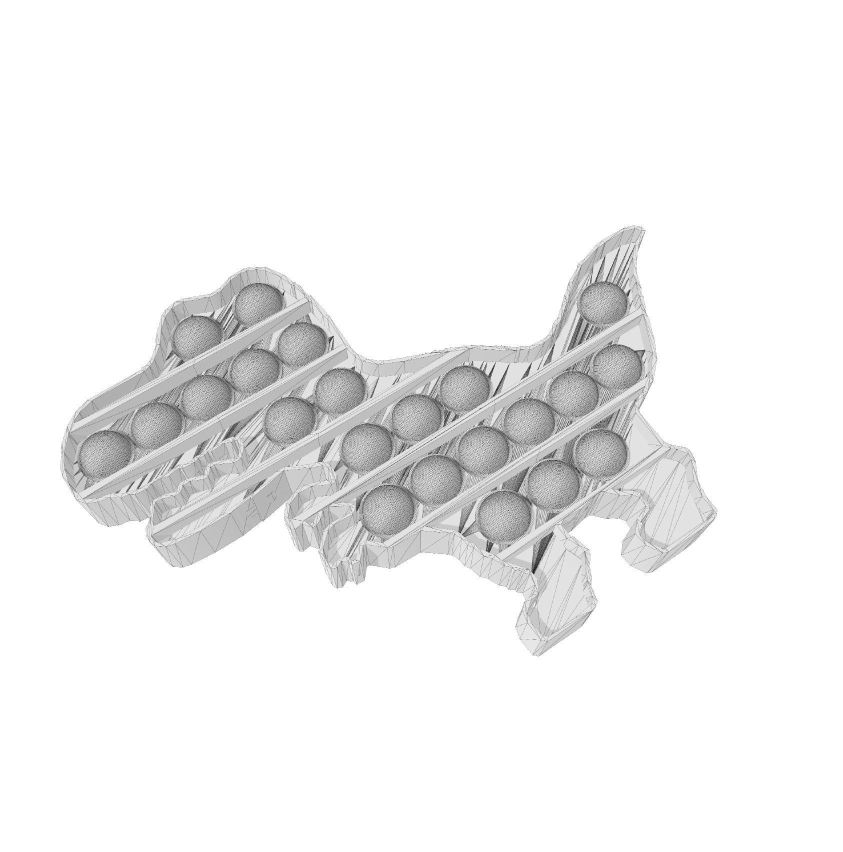 Dinosaur Shaped Pop-It Fidget Toy 3D print model_3