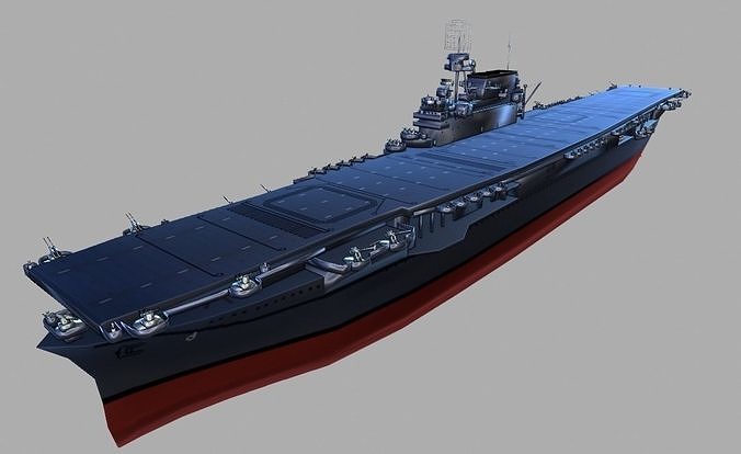 USS CV 6 1942 Aircraft Carrier Low-poly 3D model