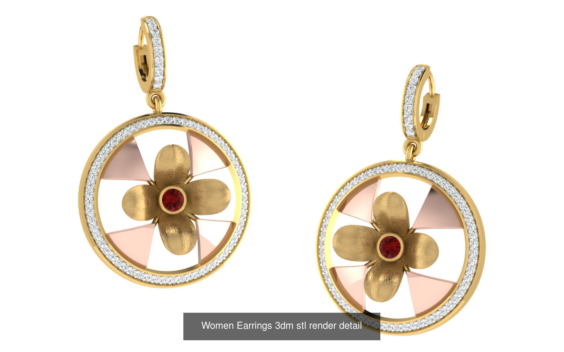 12 Flower Theme Earrings 3dm renders details 3D Model Collection_13