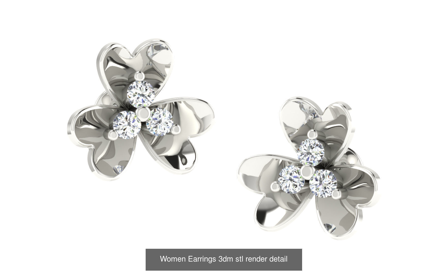 12 Flower Theme Earrings 3dm renders details 3D Model Collection_6