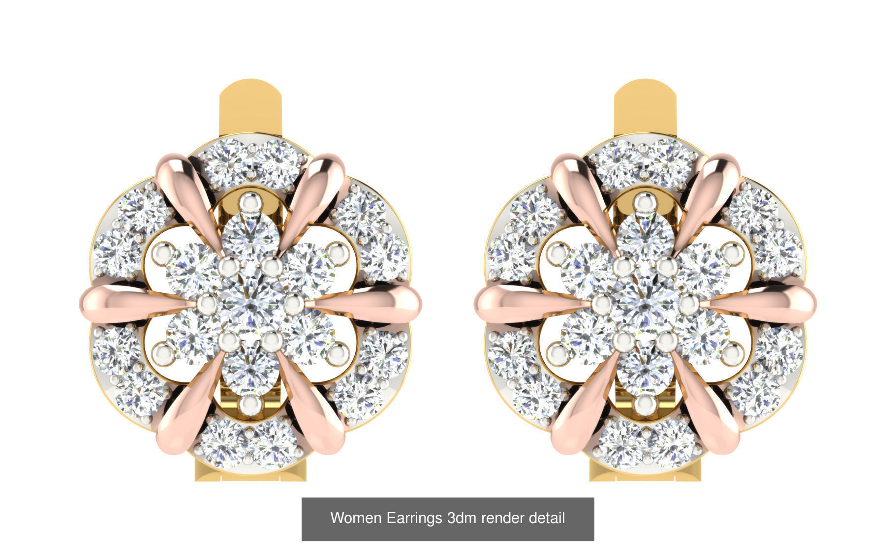 12 Flower Theme Earrings 3dm renders details 3D Model Collection_12