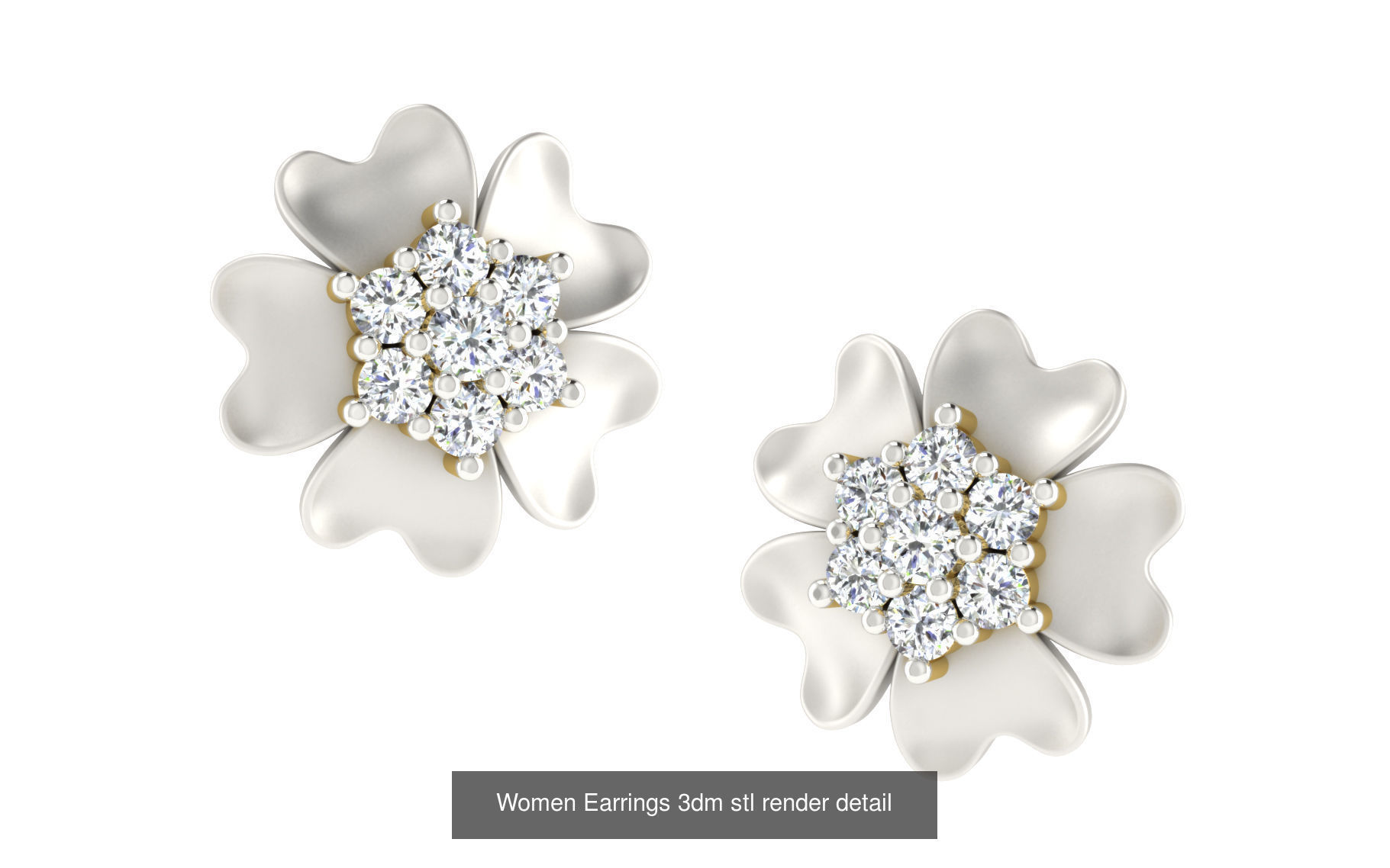 12 Flower Theme Earrings 3dm renders details 3D Model Collection_4