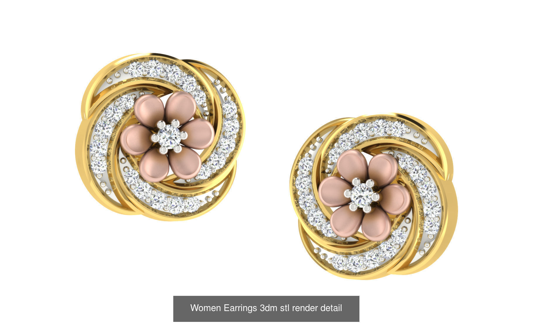 12 Flower Theme Earrings 3dm renders details 3D Model Collection_5