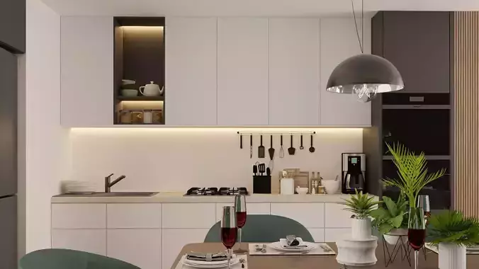  Modern Kitchen SketchUp 2019 3D Interior Scene Model