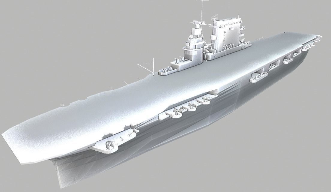 USS Lexington CV-2 Aircraft Carrier Low-poly 3D model_3