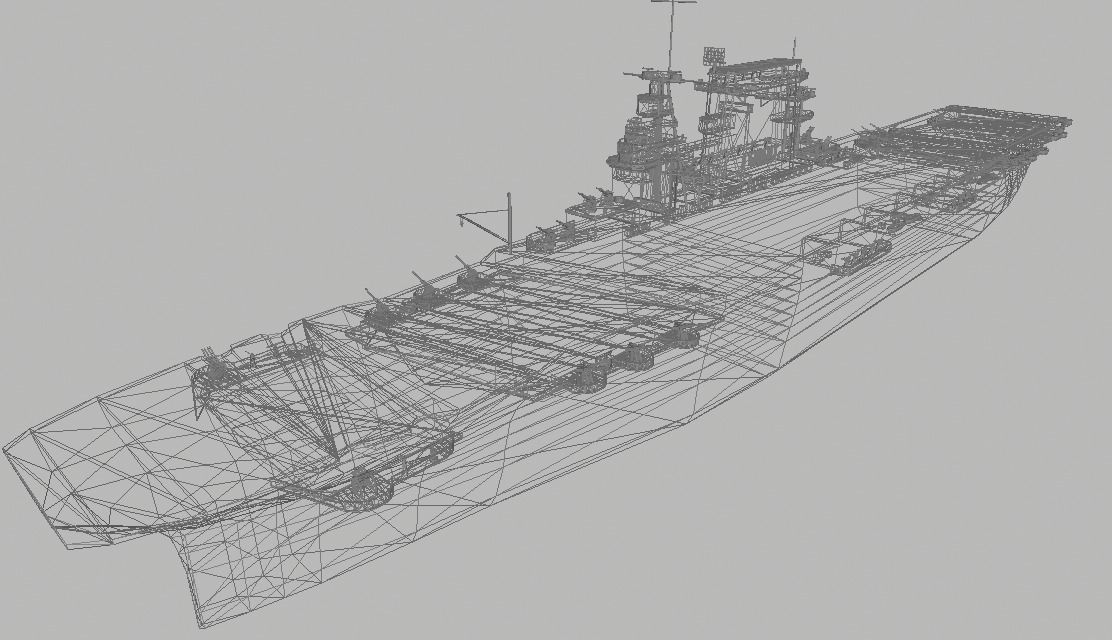 USS Lexington CV-2 Aircraft Carrier Low-poly 3D model_9