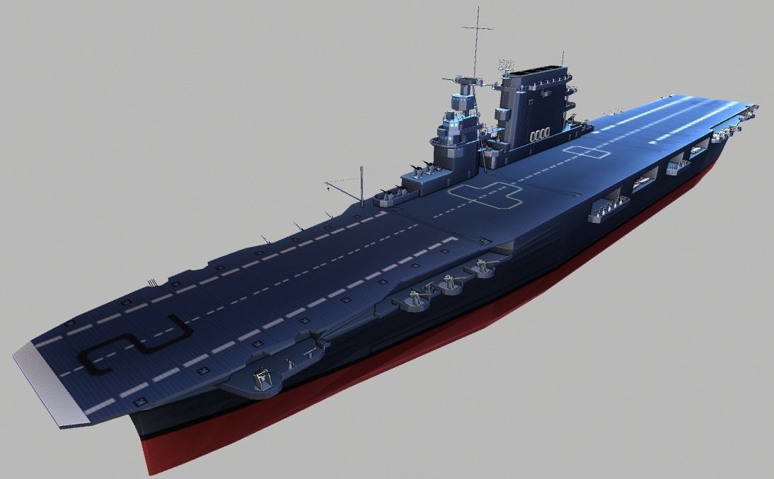 USS Lexington CV-2 Aircraft Carrier Low-poly 3D model_5