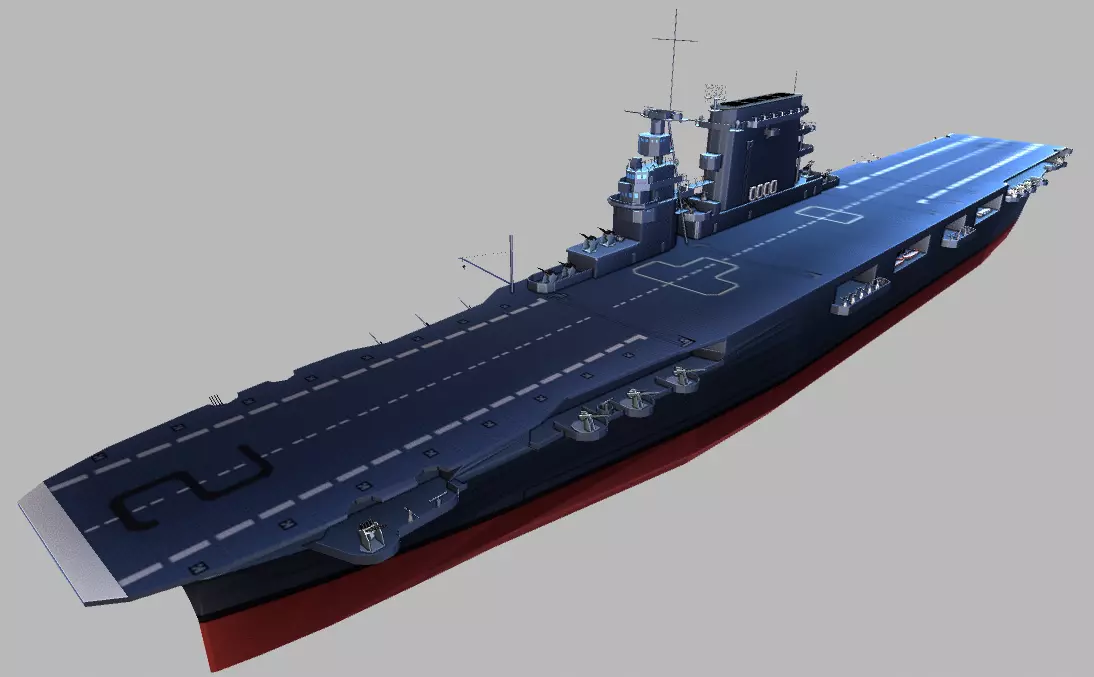 USS Lexington CV-2 Aircraft Carrier Low-poly 3D model_0