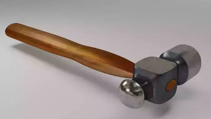 Hammer 3D Model with wooden handle