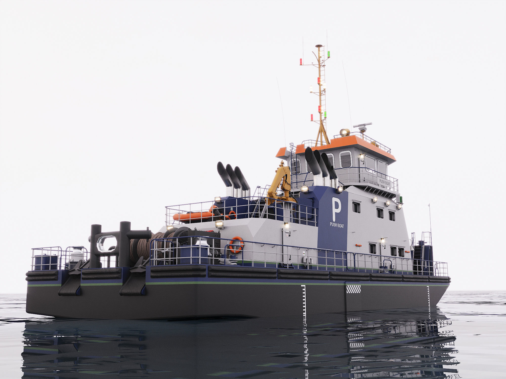 Push Boat 28m 3D model_4
