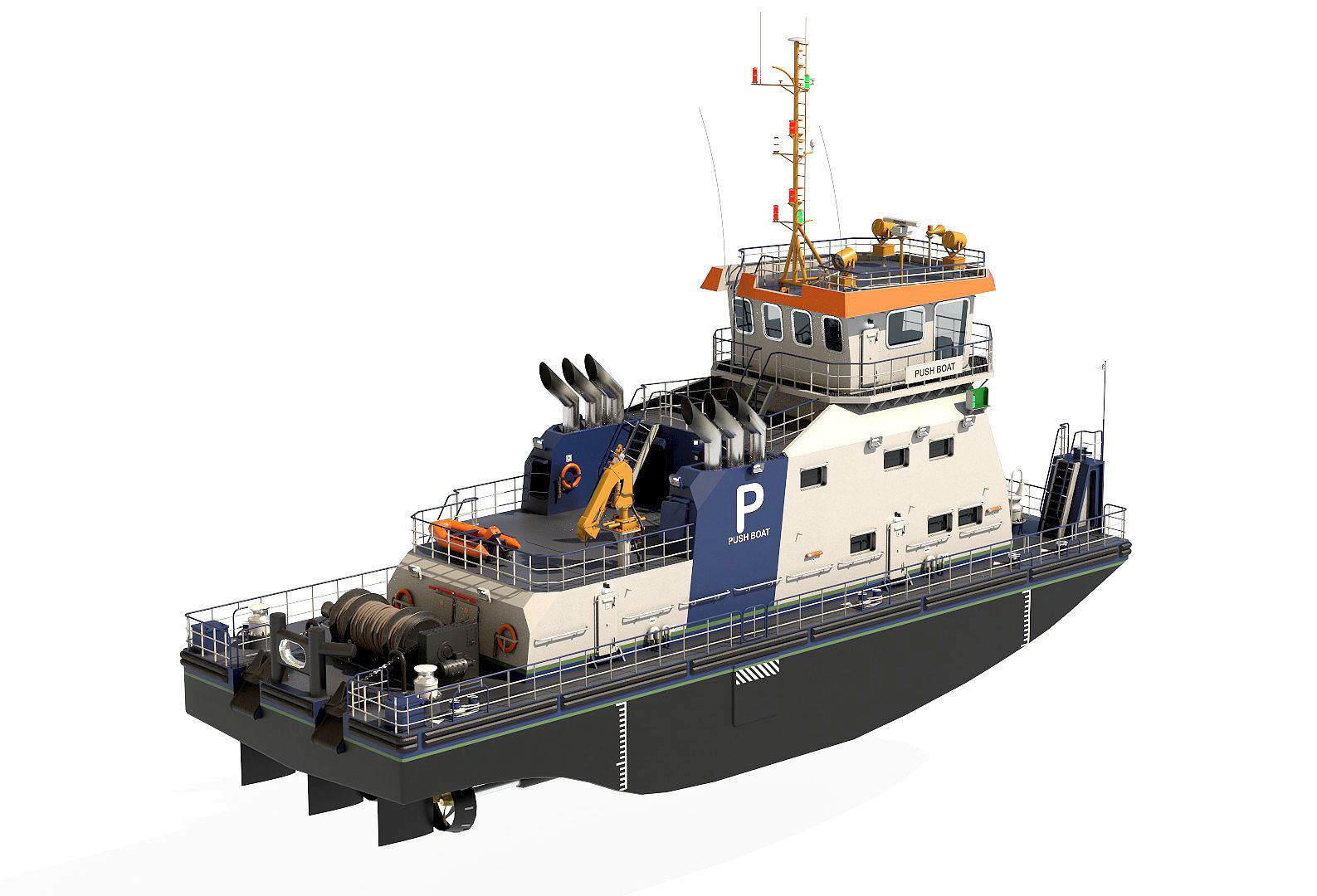 Push Boat 28m 3D model_7