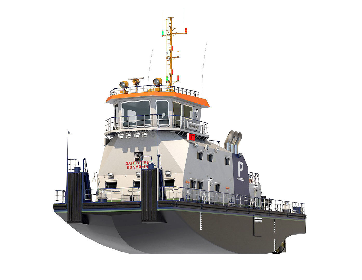 Push Boat 28m 3D model_1