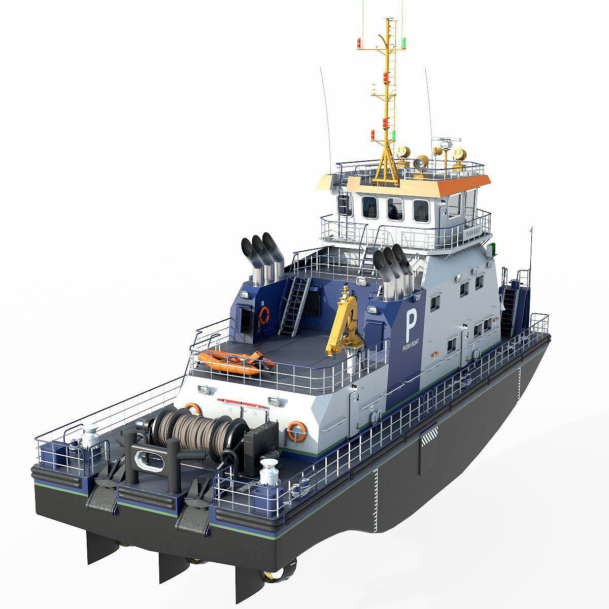 Push Boat 28m 3D model_12