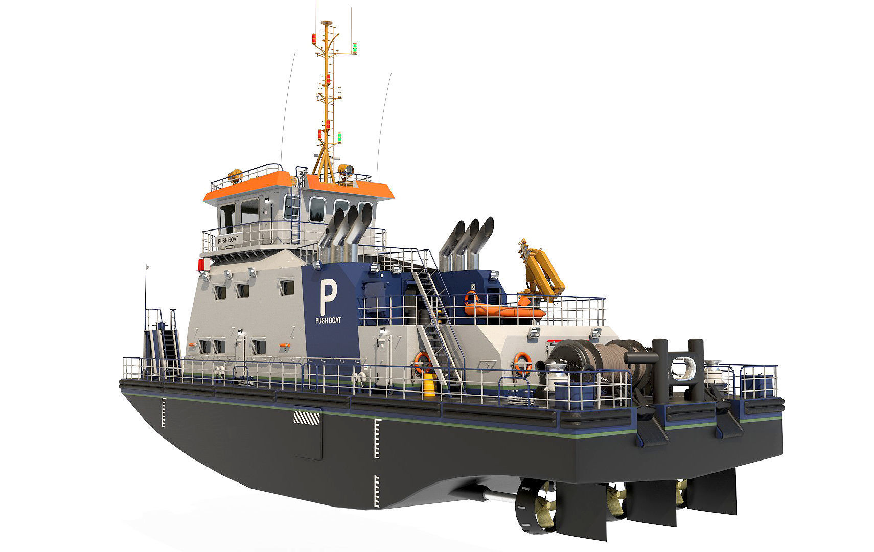 Push Boat 28m 3D model_11