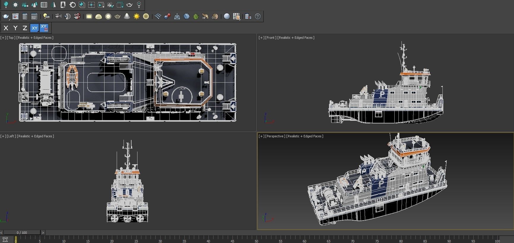 Push Boat 28m 3D model_3