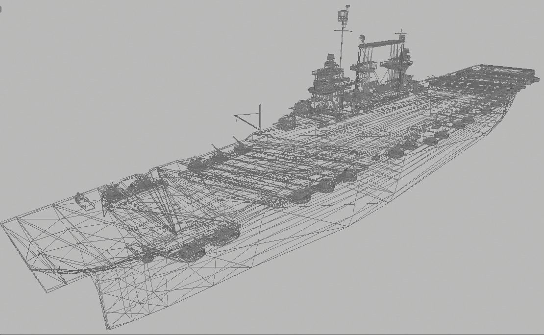 USS Saratoga CV-3 Aircraft Carrier Low-poly 3D model_4
