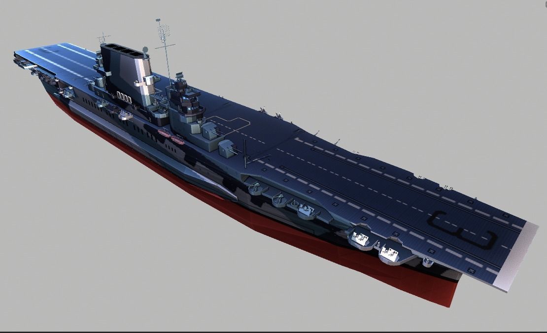 USS Saratoga CV-3 Aircraft Carrier Low-poly 3D model_11