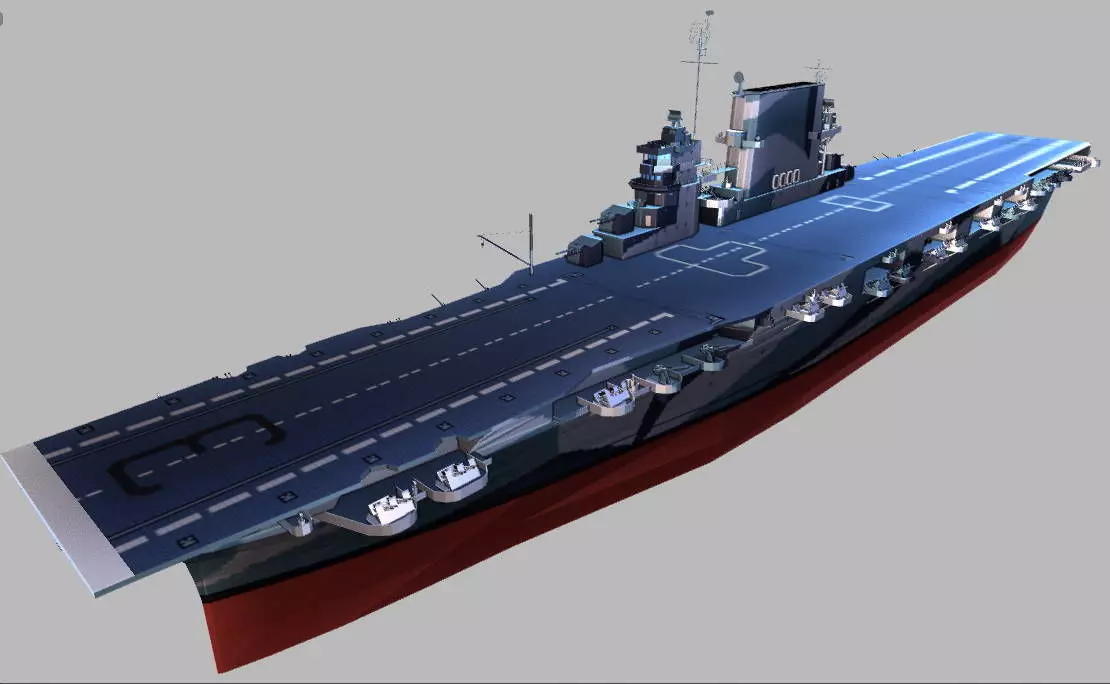USS Saratoga CV-3 Aircraft Carrier Low-poly 3D model_0