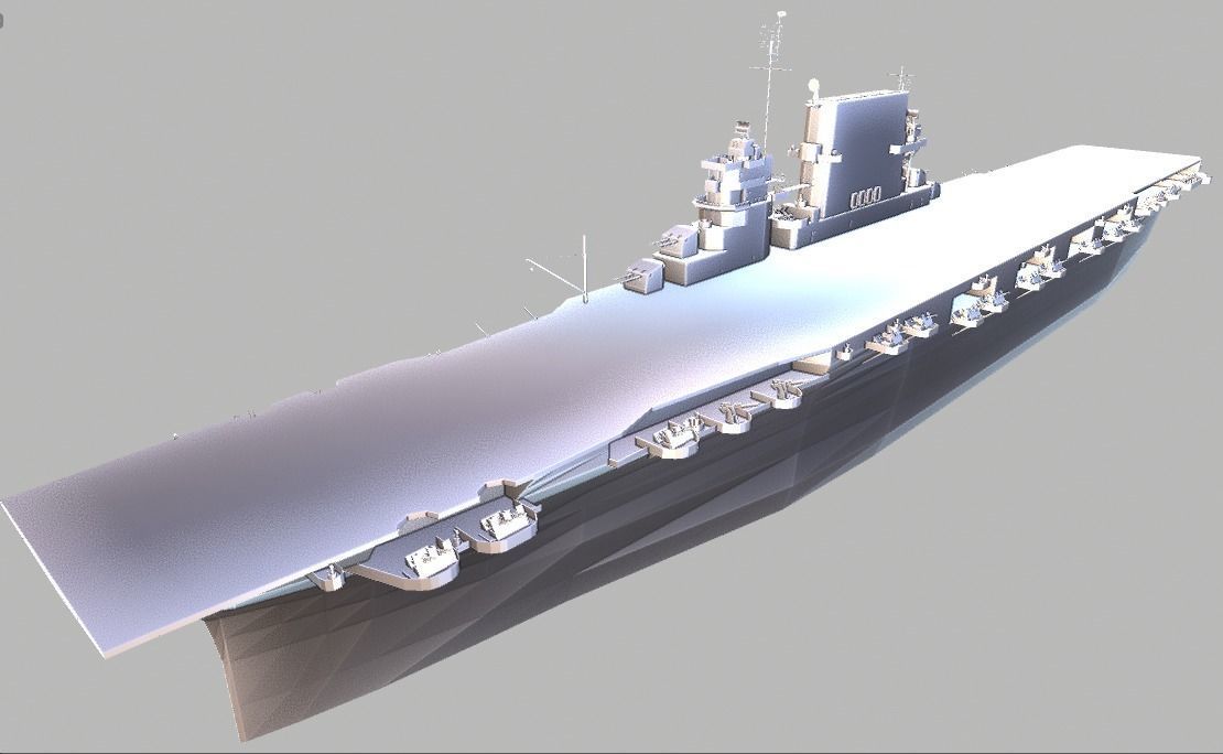 USS Saratoga CV-3 Aircraft Carrier Low-poly 3D model_3
