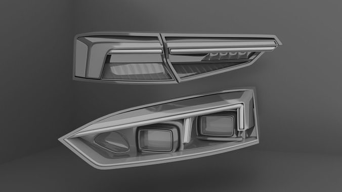 Headlights Rearlights Audi RS5 Low-poly 3D model