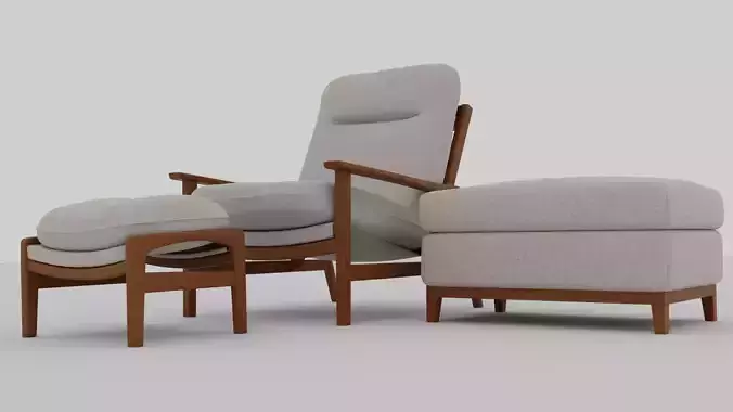 Marina armachair with ottoman and ottoman pouf