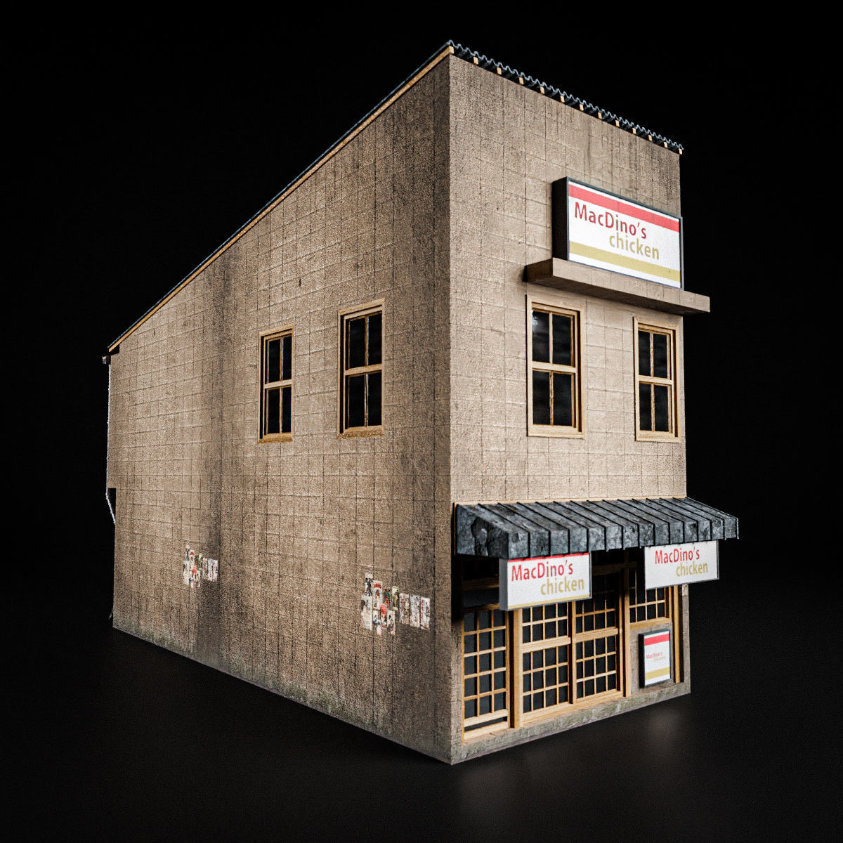 JAPANESE BUILDING 004 Low-poly 3D model_5