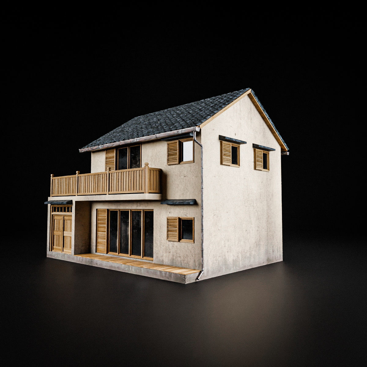 JAPANESE BUILDING 007 Low-poly 3D model_2