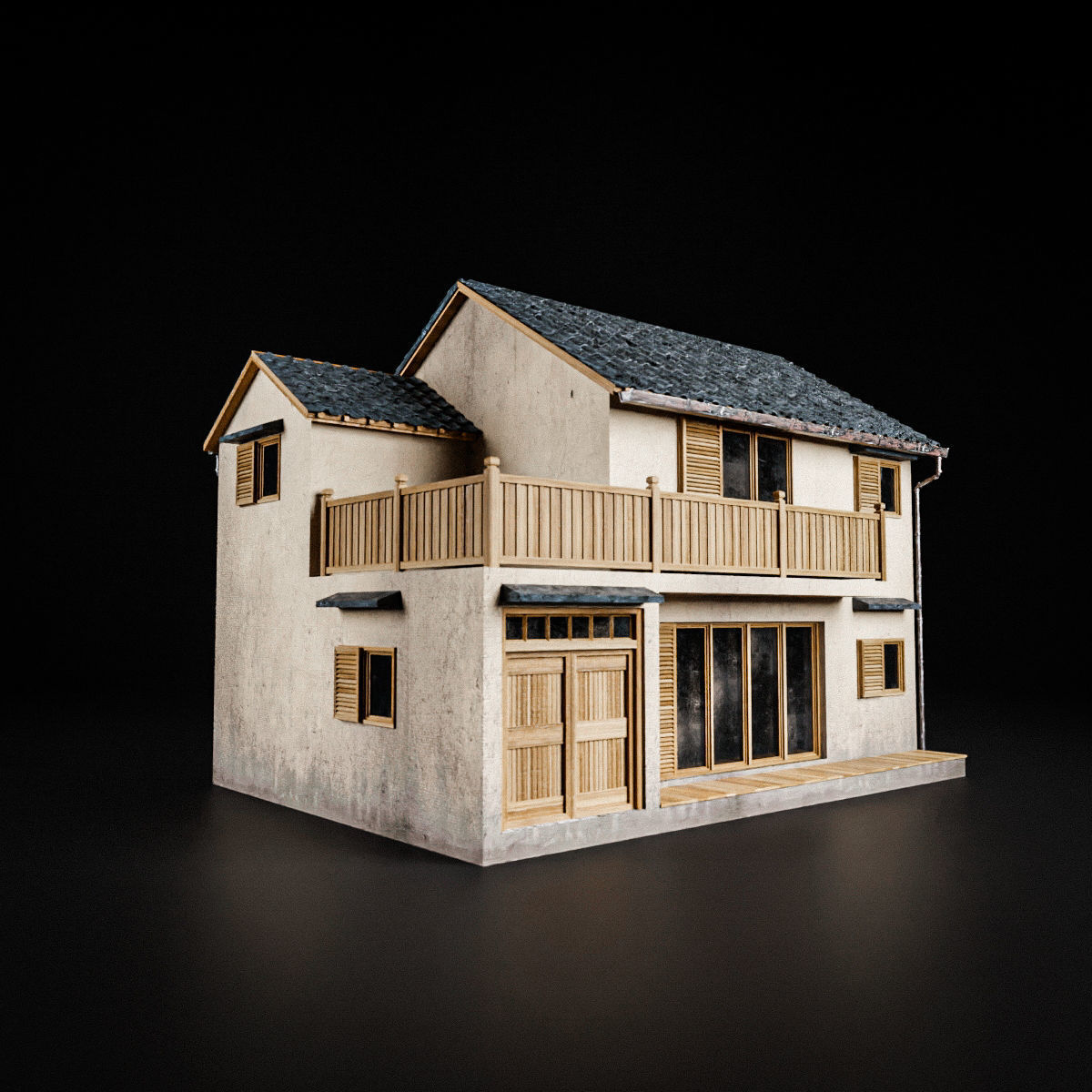 JAPANESE BUILDING 007 Low-poly 3D model_5