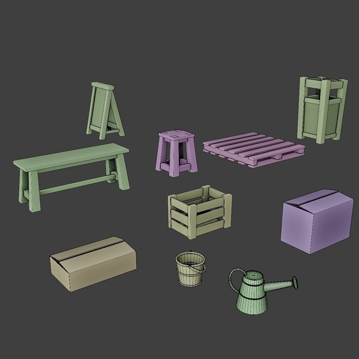 JAPANESE URBAN PROPS PACK Low-poly 3D model_38