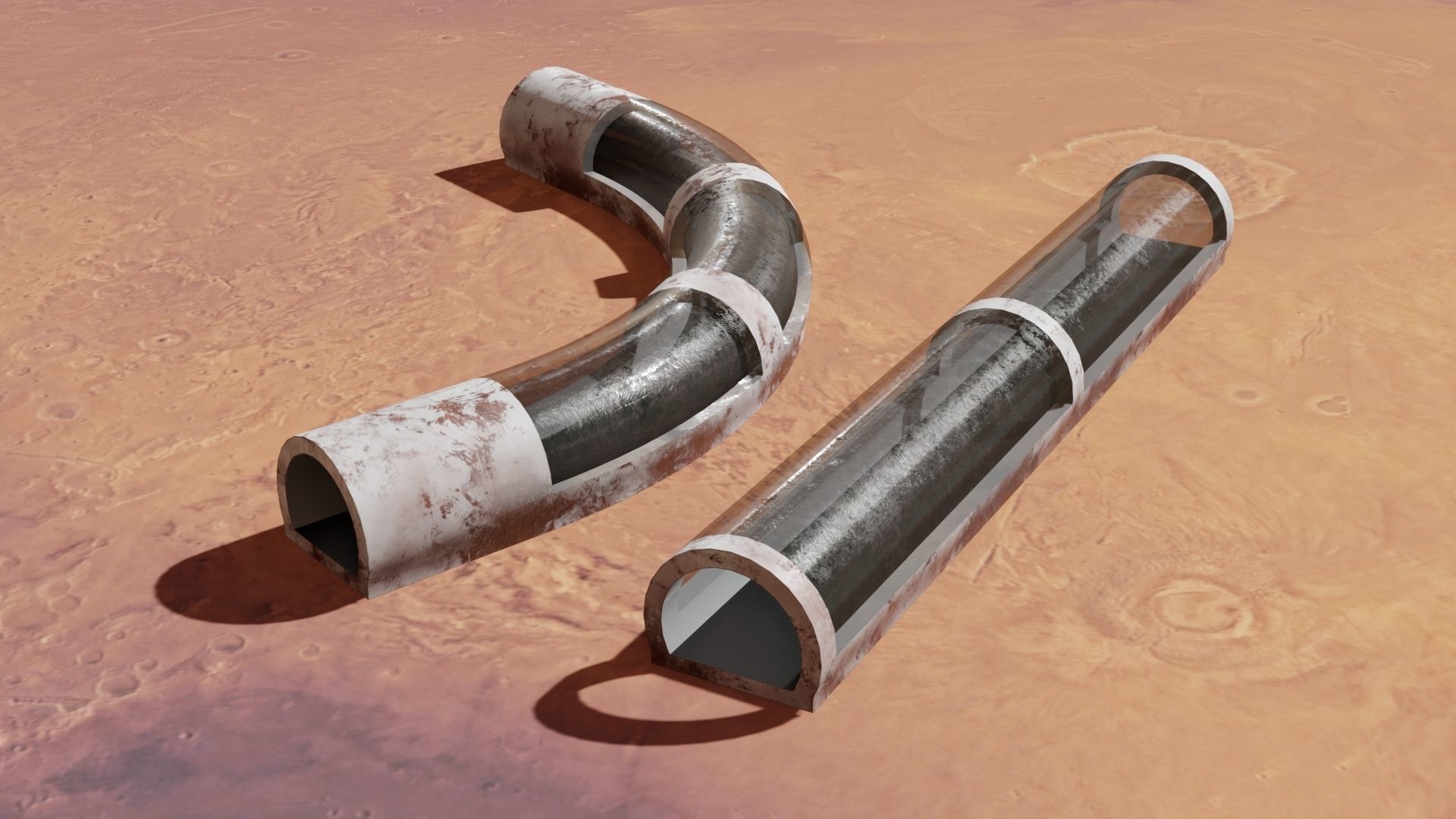 Sci-fi tunnel Low-poly 3D model_4