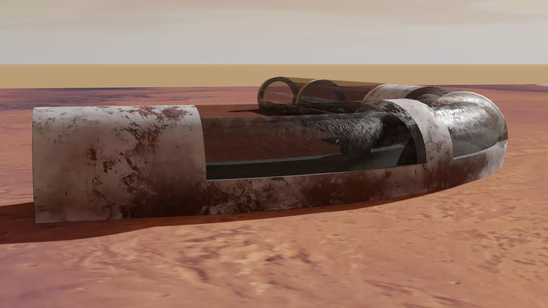 Sci-fi tunnel Low-poly 3D model_0