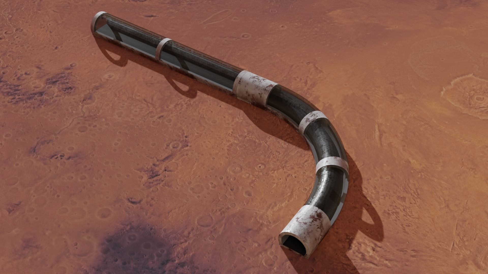 Sci-fi tunnel Low-poly 3D model_6