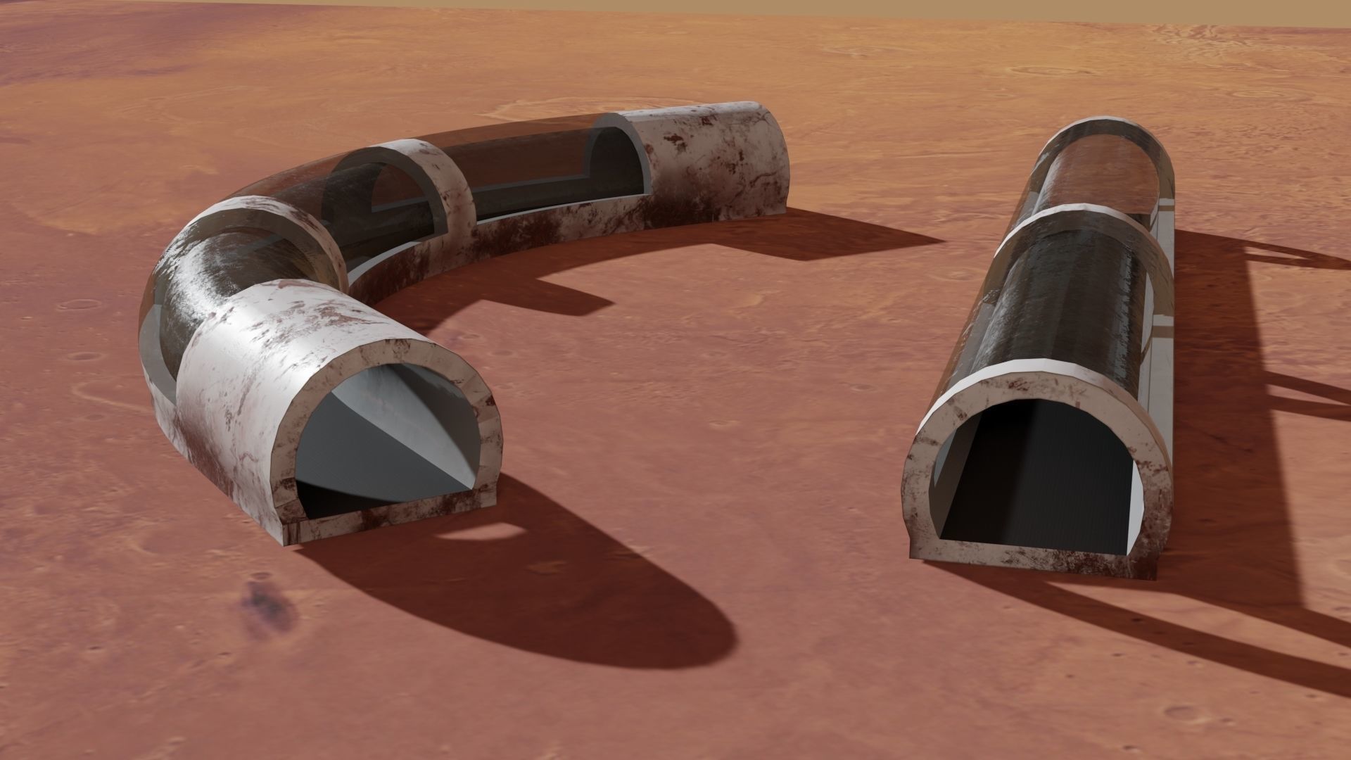 Sci-fi tunnel Low-poly 3D model_19