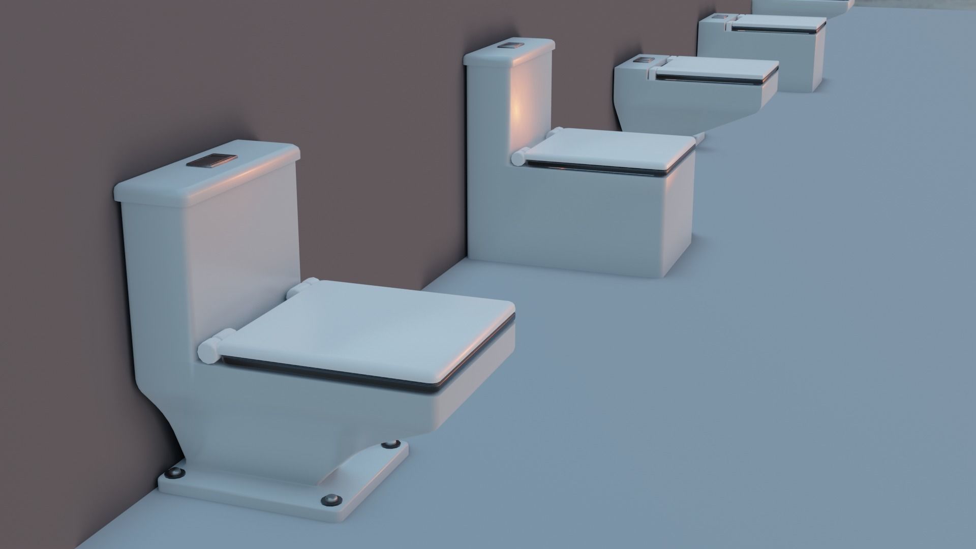 WC Toilet Pack Boxy Low-poly 3D model_25