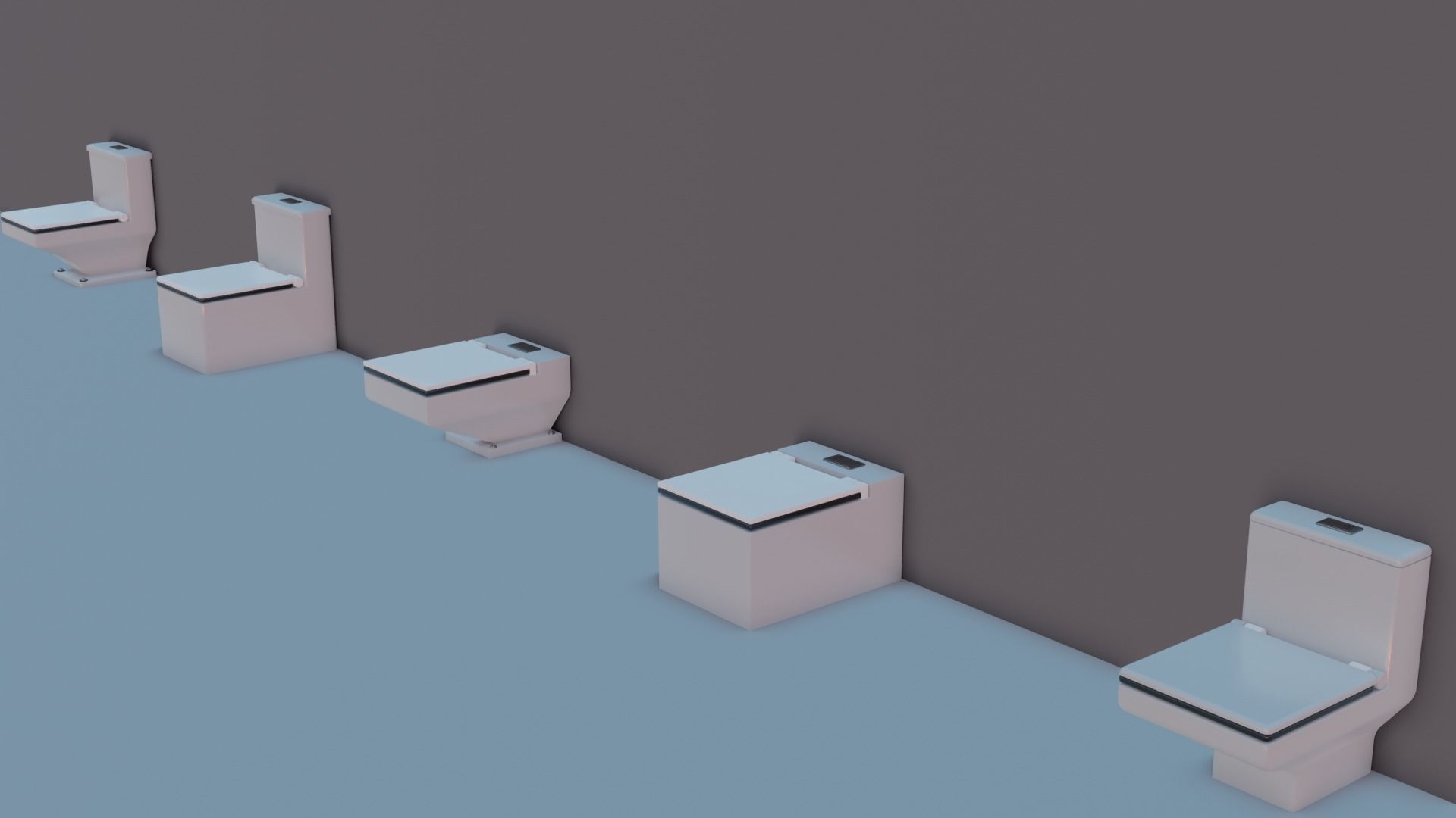 WC Toilet Pack Boxy Low-poly 3D model_1