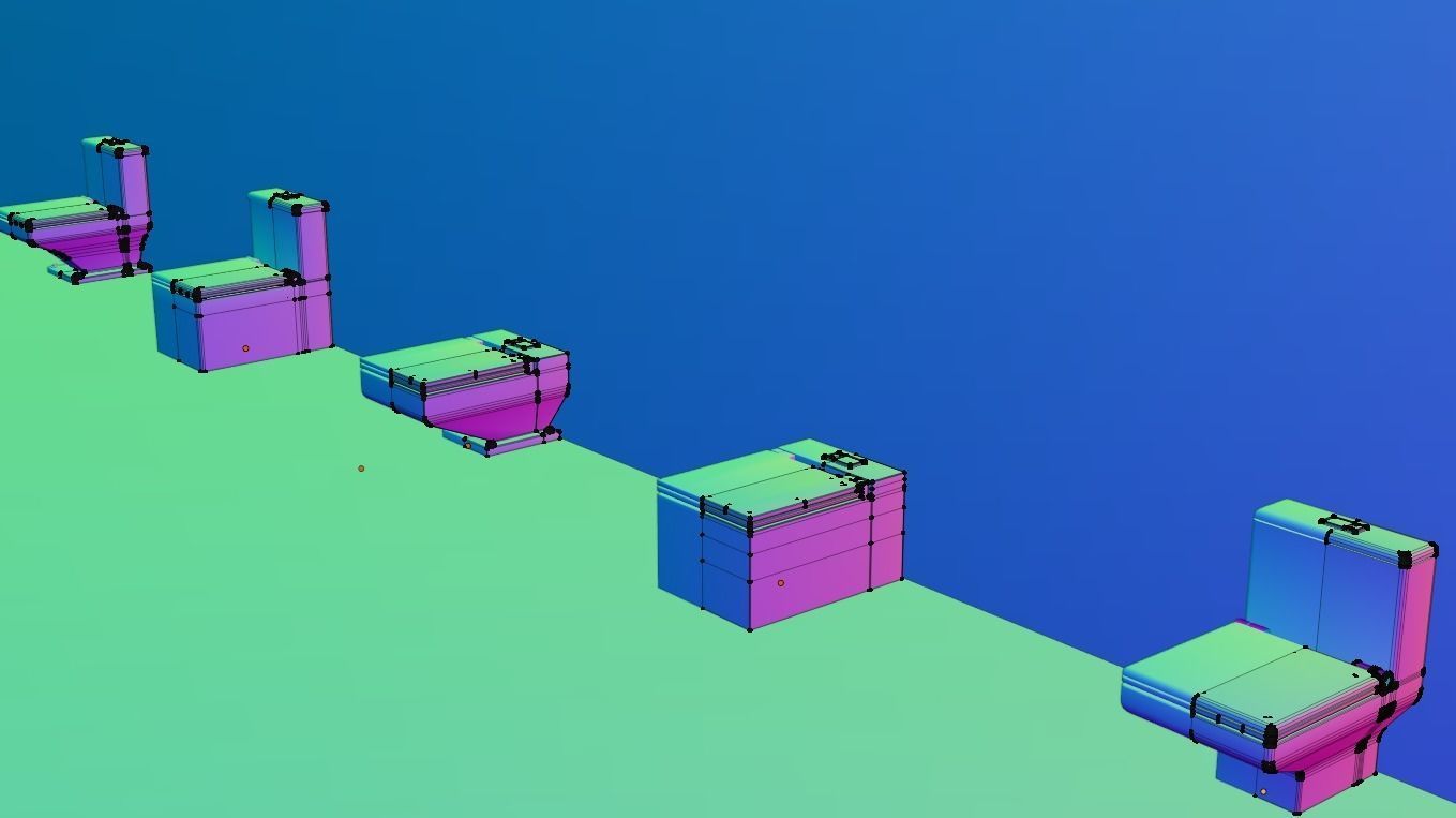 WC Toilet Pack Boxy Low-poly 3D model_13