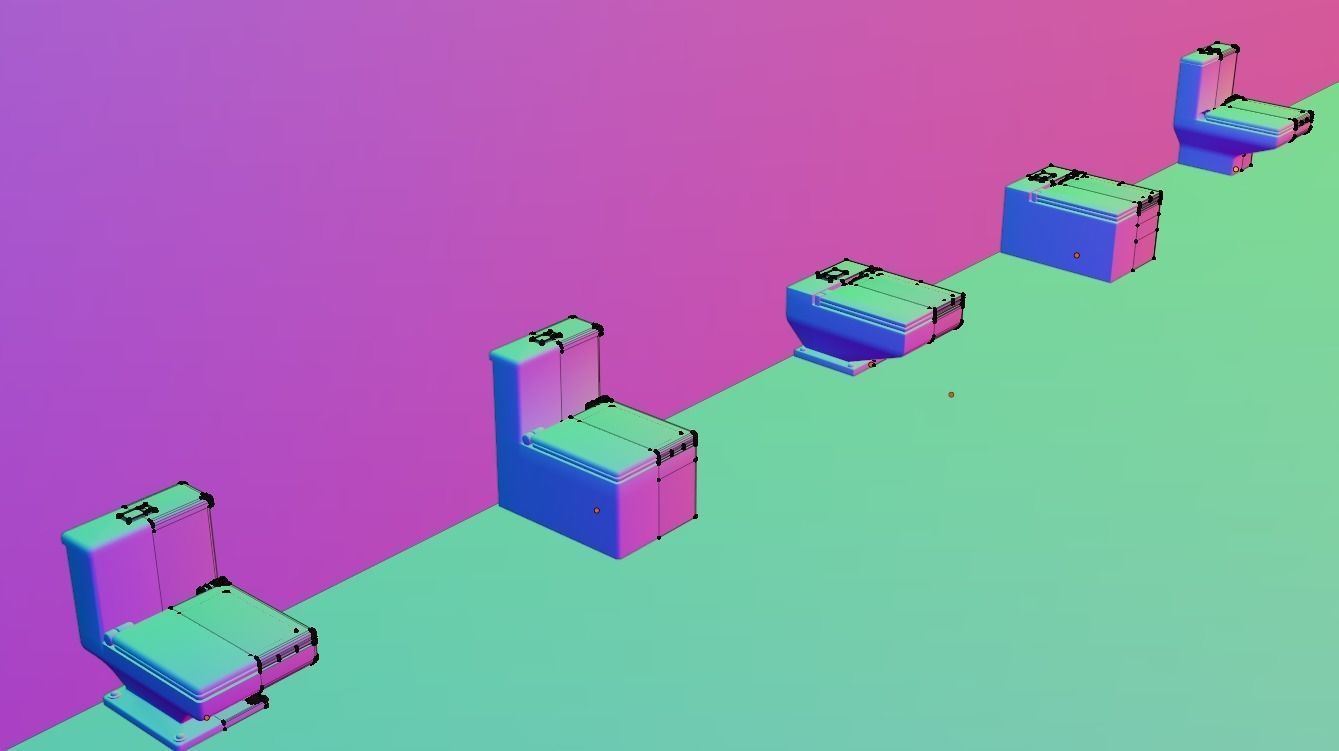 WC Toilet Pack Boxy Low-poly 3D model_15