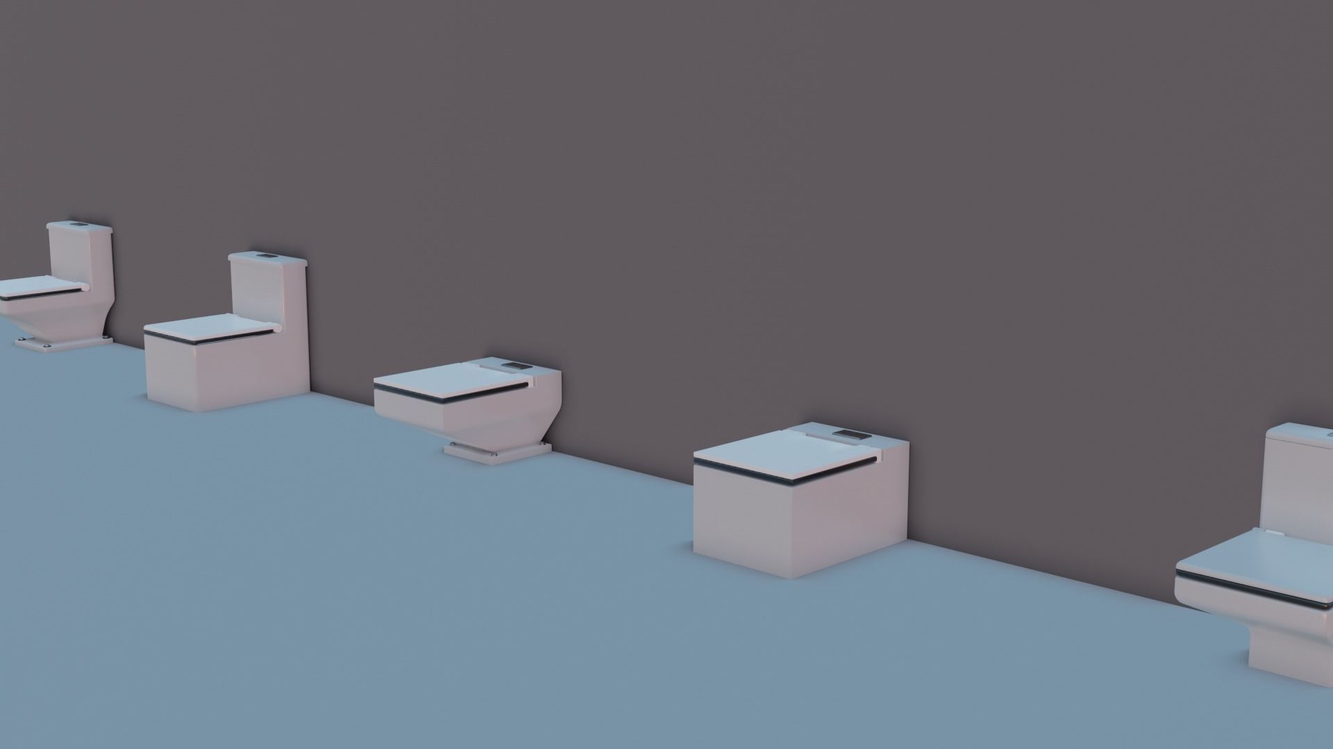 WC Toilet Pack Boxy Low-poly 3D model_3