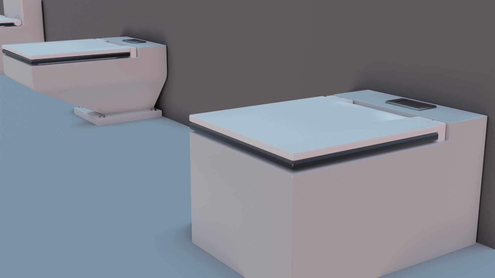 WC Toilet Pack Boxy Low-poly 3D model_12